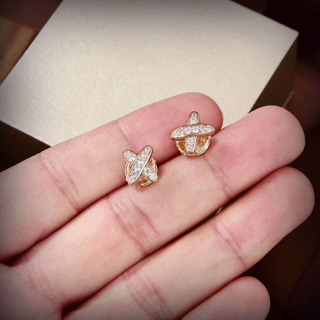 [Psychic Jewelrys]JEUX DE GOLD DIAMOND EARRINGS