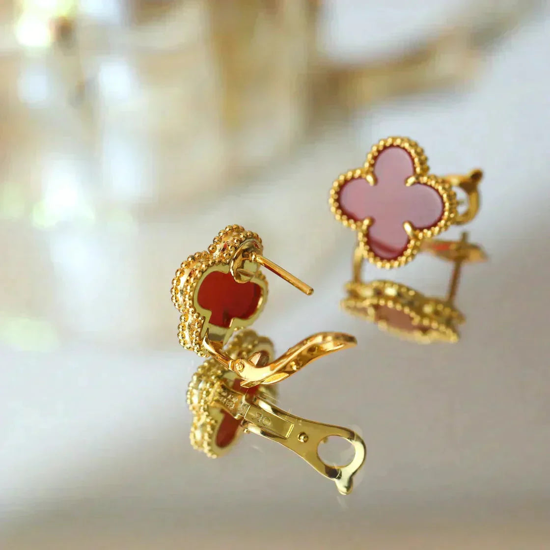 [Psychic Jewelrys]CLOVER MEDIUM 1 MOTIFS CARNELIAN  EARRINGS