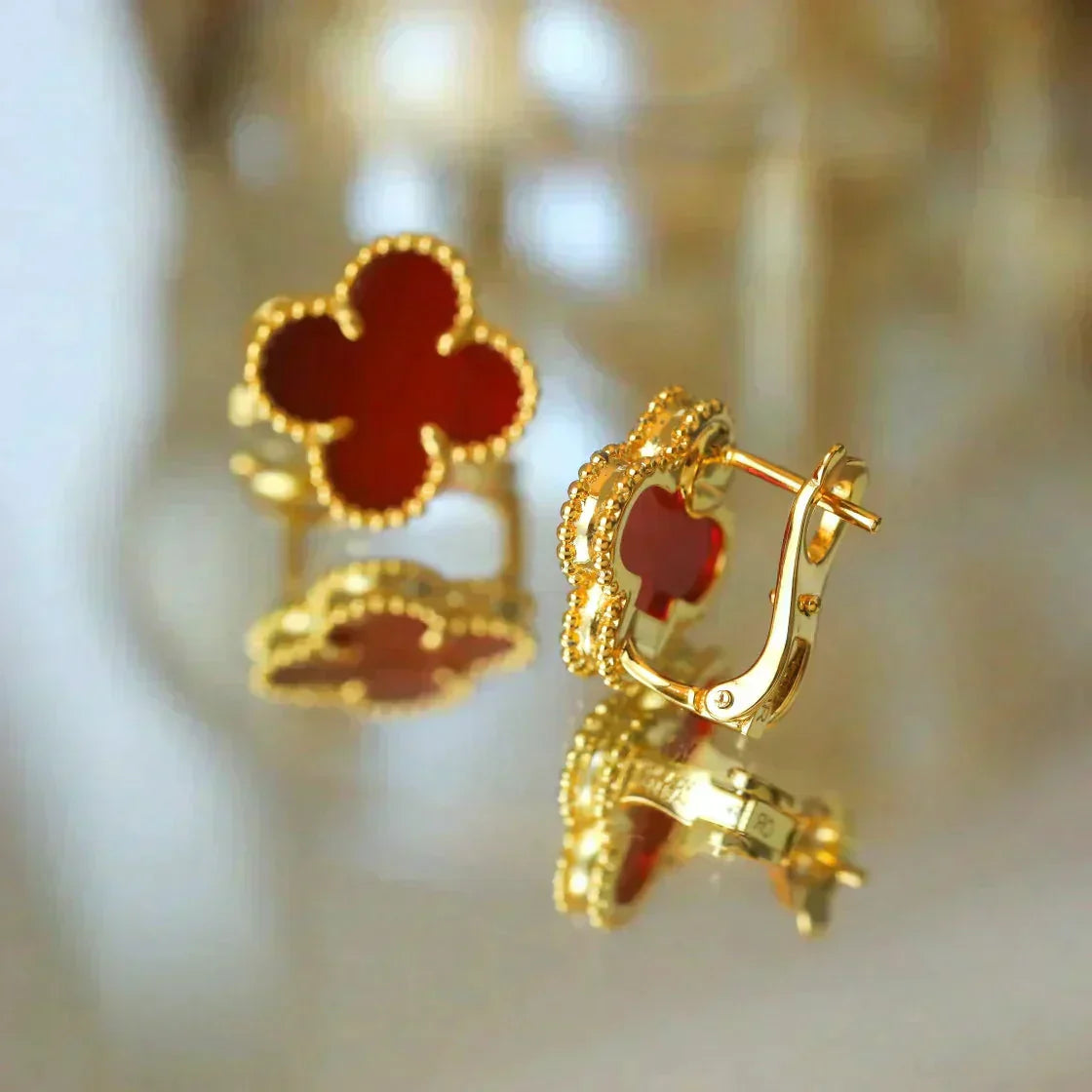 [Psychic Jewelrys]CLOVER MEDIUM 1 MOTIFS CARNELIAN  EARRINGS