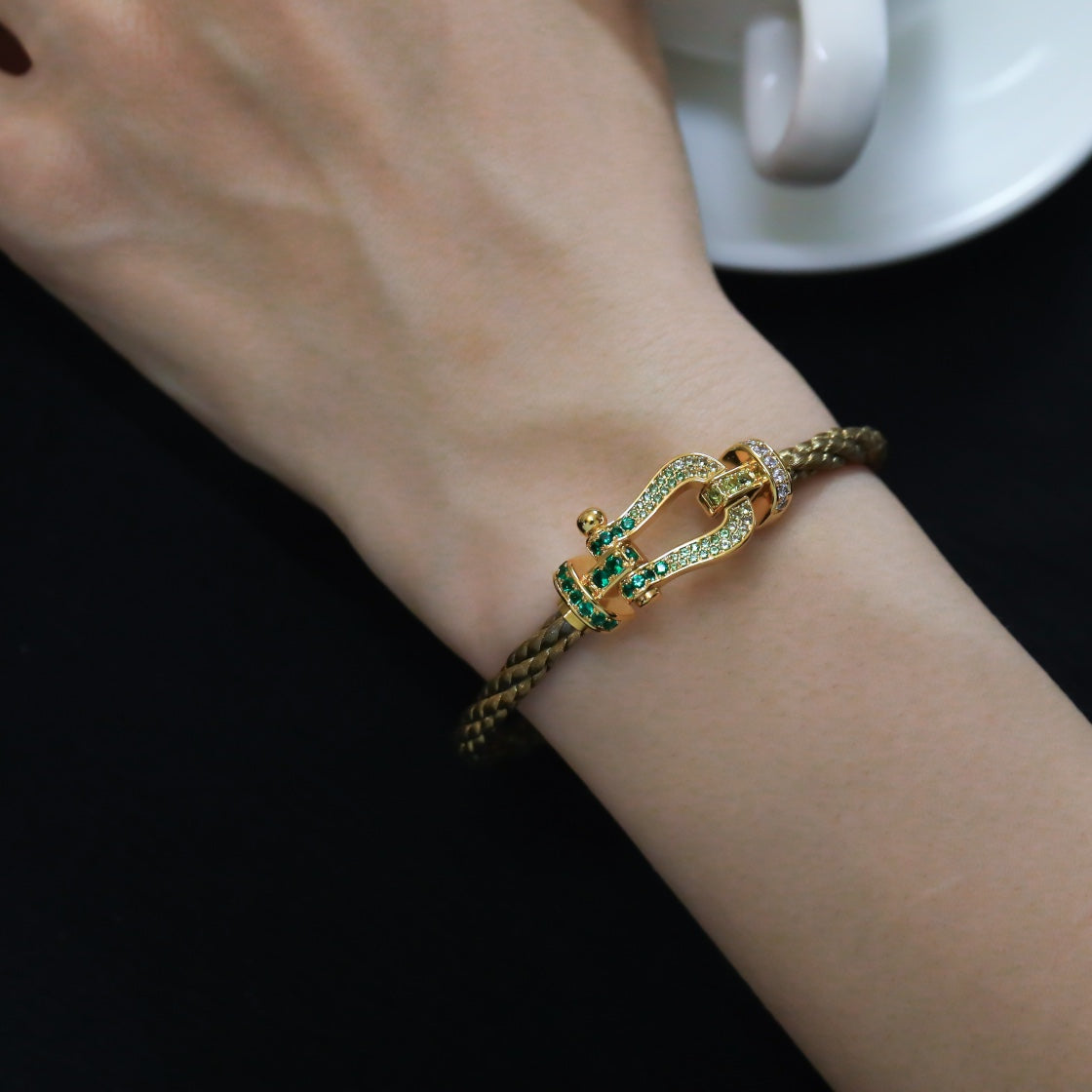 [Psychic Jewelrys]FORCE 10 GOLD GREEN DIAMOND PAVED