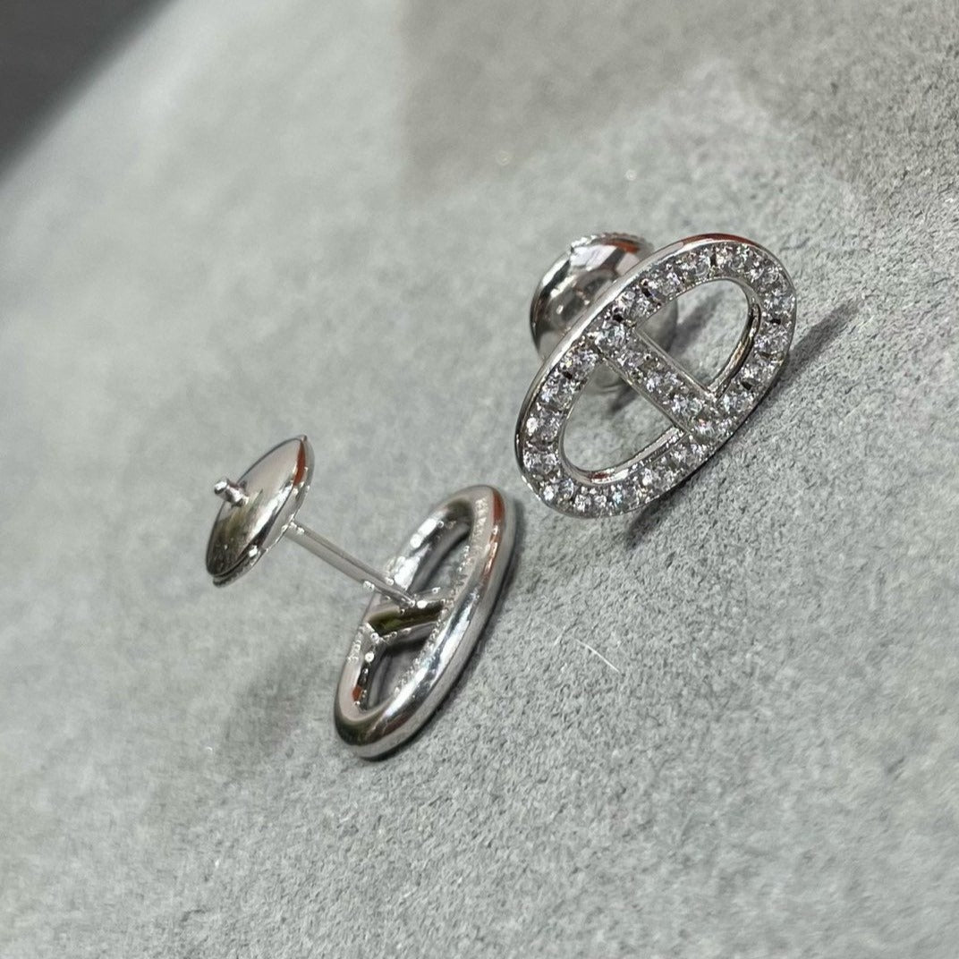 [Psychic Jewelrys]HM FULL DIAMOND PIG NOSE STUD EARRINGS