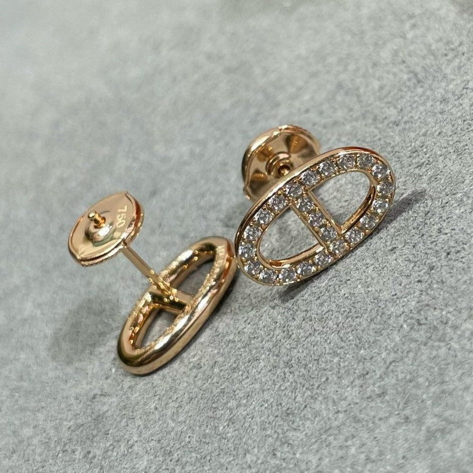 [Psychic Jewelrys]HM FULL DIAMOND PIG NOSE STUD EARRINGS