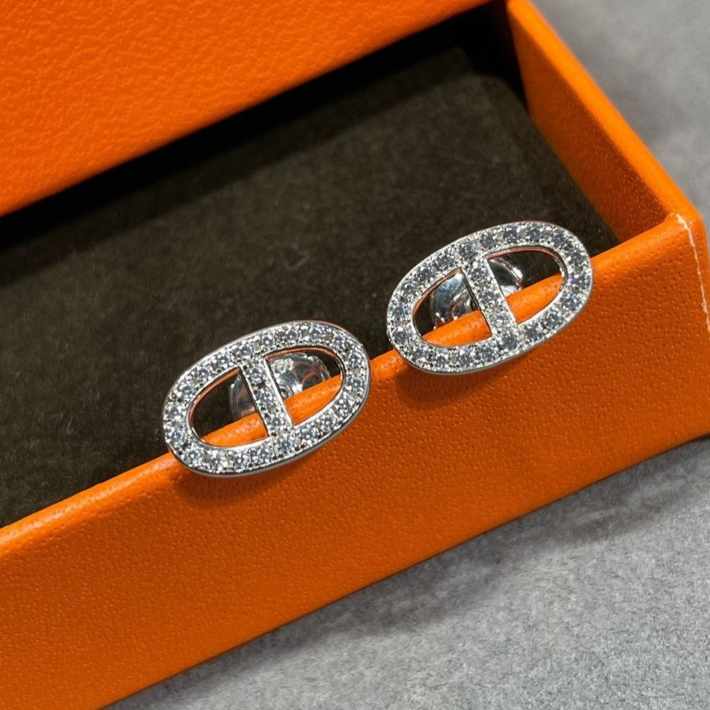 [Psychic Jewelrys]HM FULL DIAMOND PIG NOSE STUD EARRINGS