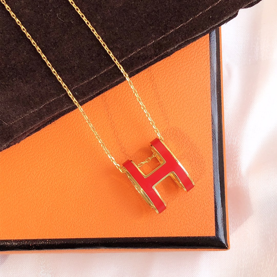 [Psychic Jewelrys]HM CLIC RED ENAMEL GOLD NECKLACE