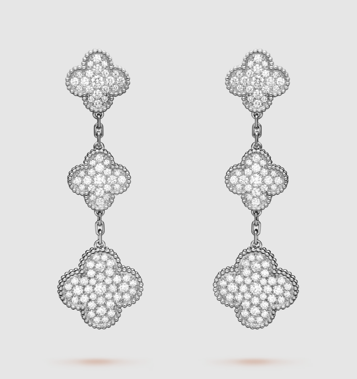 [Psychic Jewelrys]CLOVER 3 MOTIF DIAMOND SILVER DROP EARRINGS