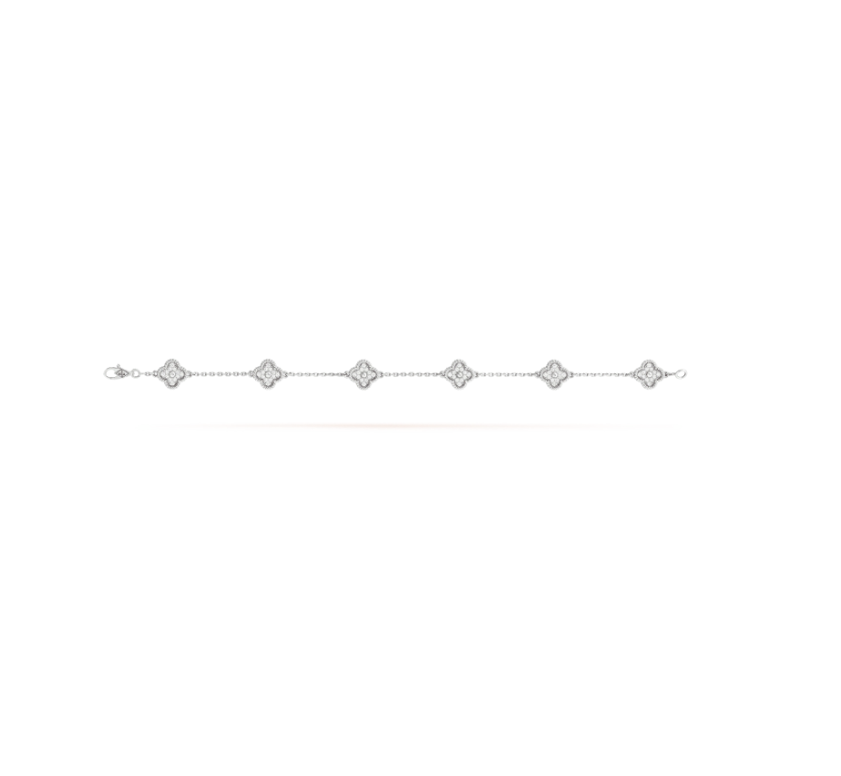 [Psychic Jewelrys]CLOVER 6 MOTIF SILVER DIAMOND BRACELET