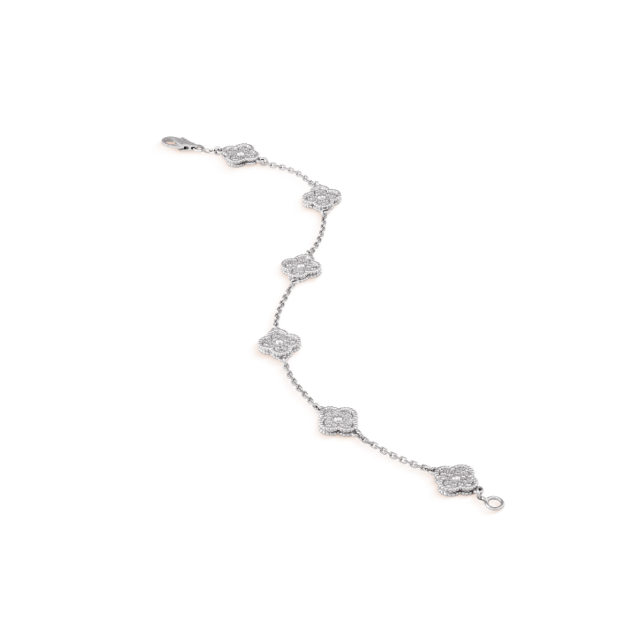 [Psychic Jewelrys]CLOVER 6 MOTIF SILVER DIAMOND BRACELET