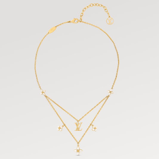[Psychic Jewelrys]FLOWERGRAM GOLD MOP DOUBLE ROW NECKLACE