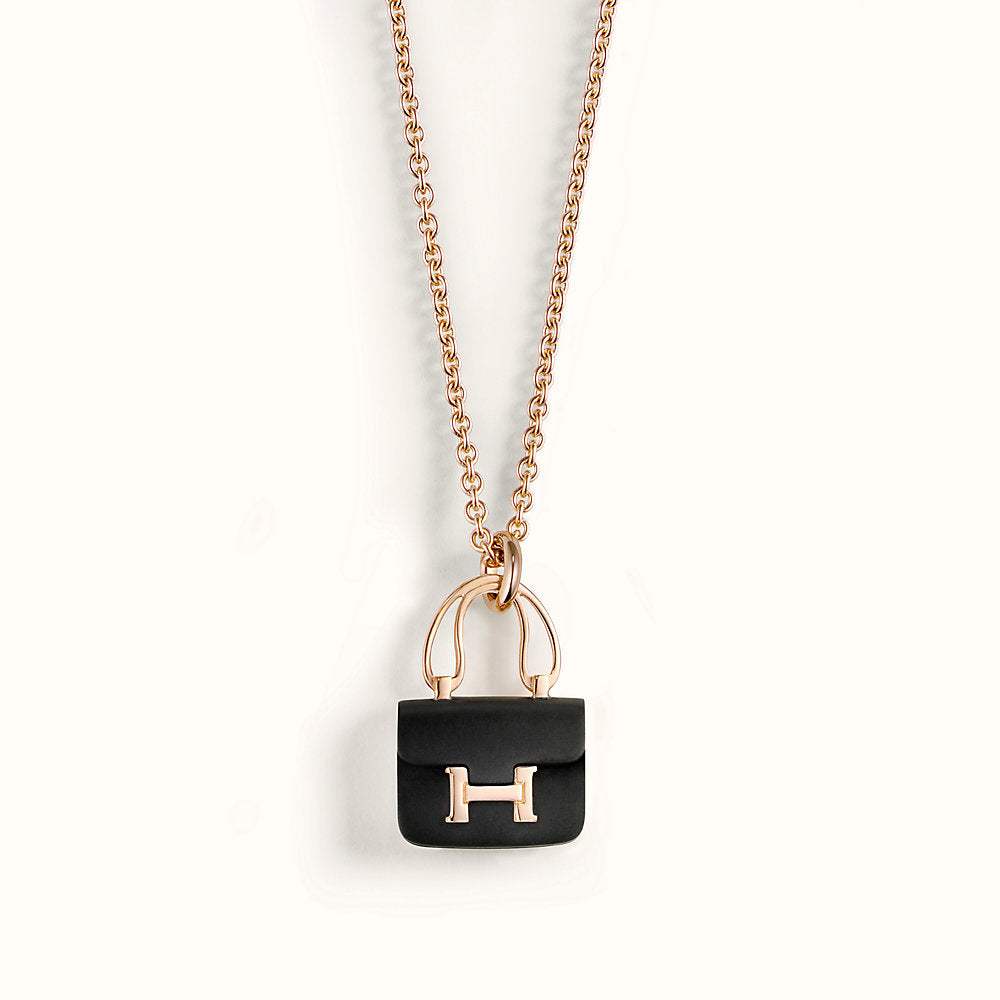 [Psychic Jewelrys]CONSTANCE BLACK PEDANT PINK GOLD NECKLACE