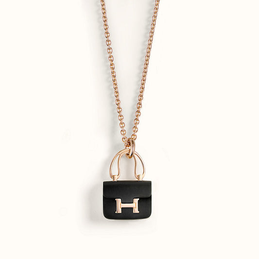 [Psychic Jewelrys]CONSTANCE BLACK PEDANT PINK GOLD NECKLACE