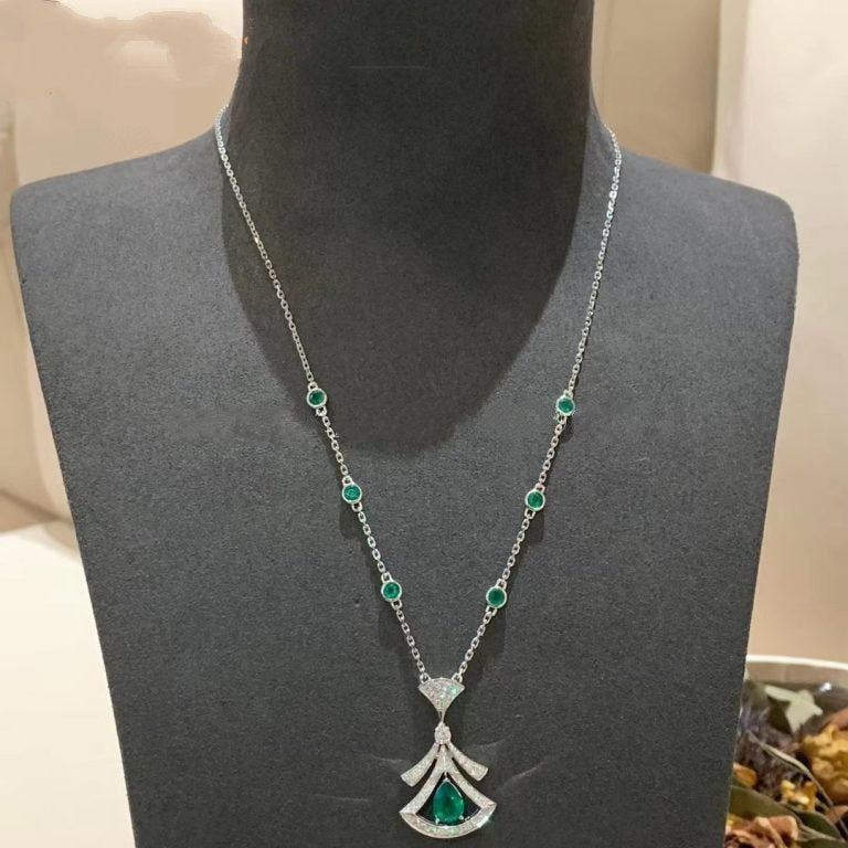 [Psychic Jewelrys]DREAM NECKLACE MALACHITE DIAMOND SILVER