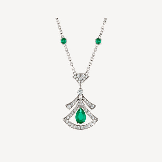 [Psychic Jewelrys]DREAM NECKLACE MALACHITE DIAMOND SILVER