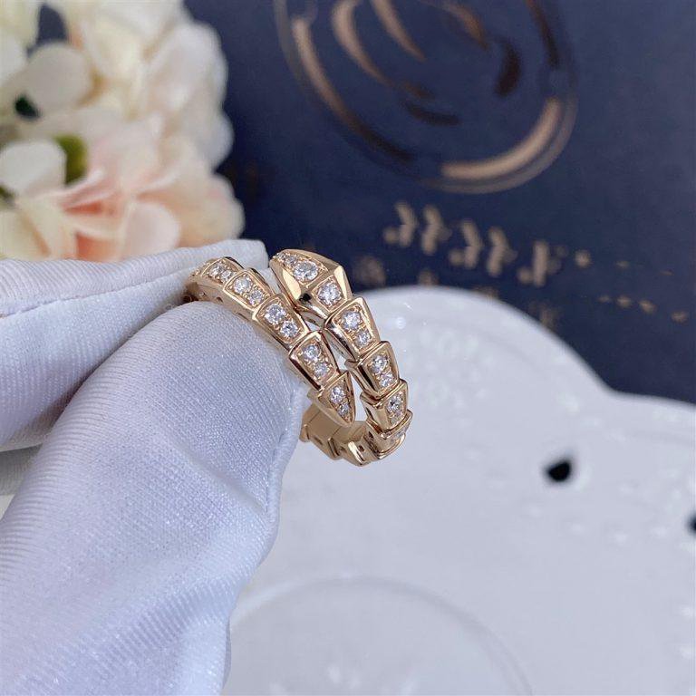 [Psychic Jewelrys]SERPENTI RING PINK GOLD DIAMOND PAVED 4MM