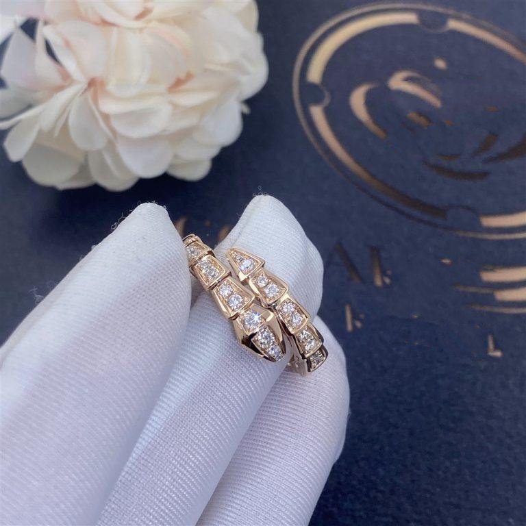 [Psychic Jewelrys]SERPENTI RING PINK GOLD DIAMOND PAVED 4MM