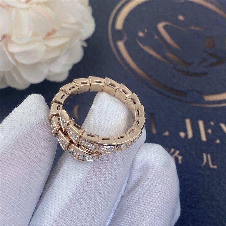 [Psychic Jewelrys]SERPENTI RING PINK GOLD DIAMOND PAVED 4MM