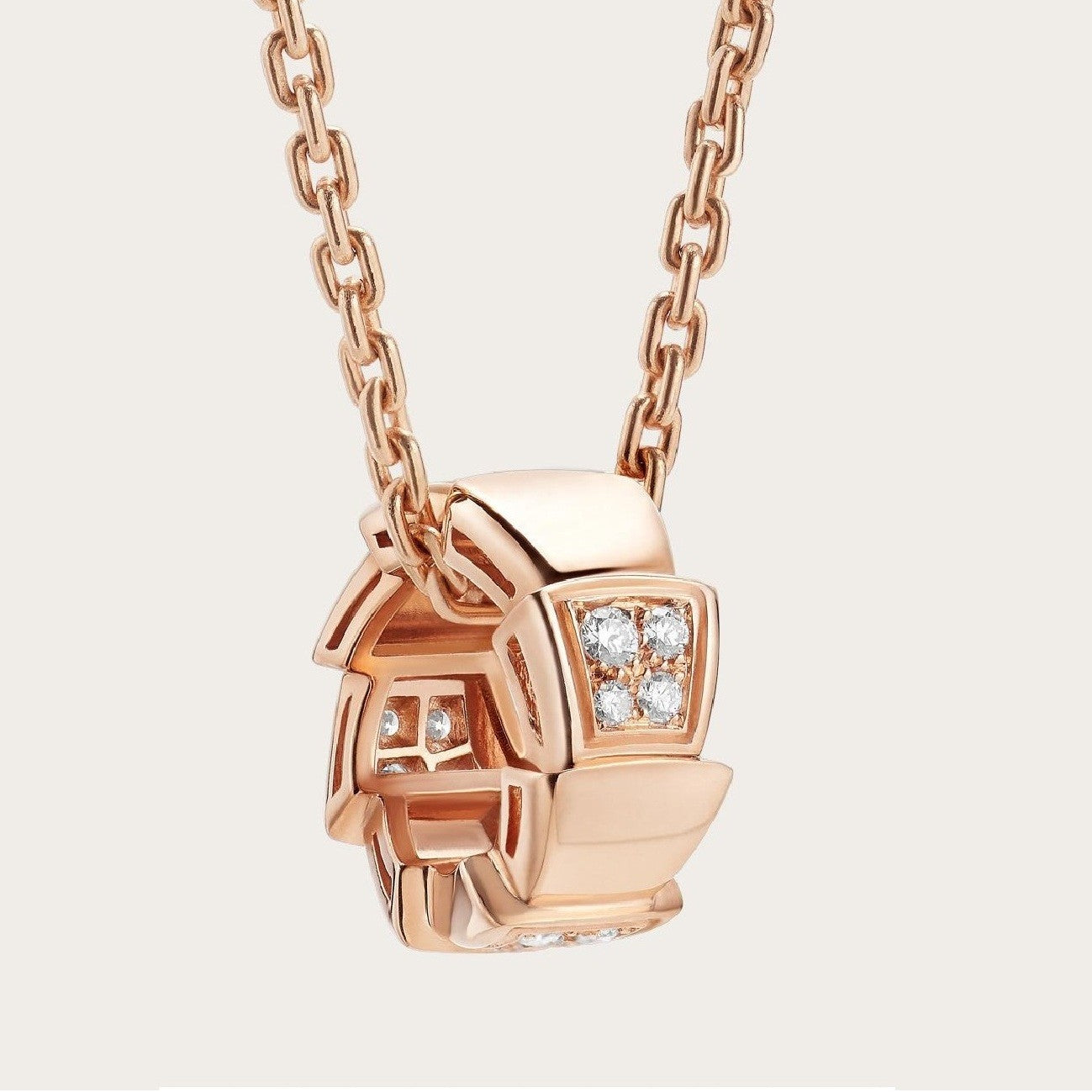 [Psychic Jewelrys]SERPENTI PEDANT DIAMOND PINK GOLD NECKLACE