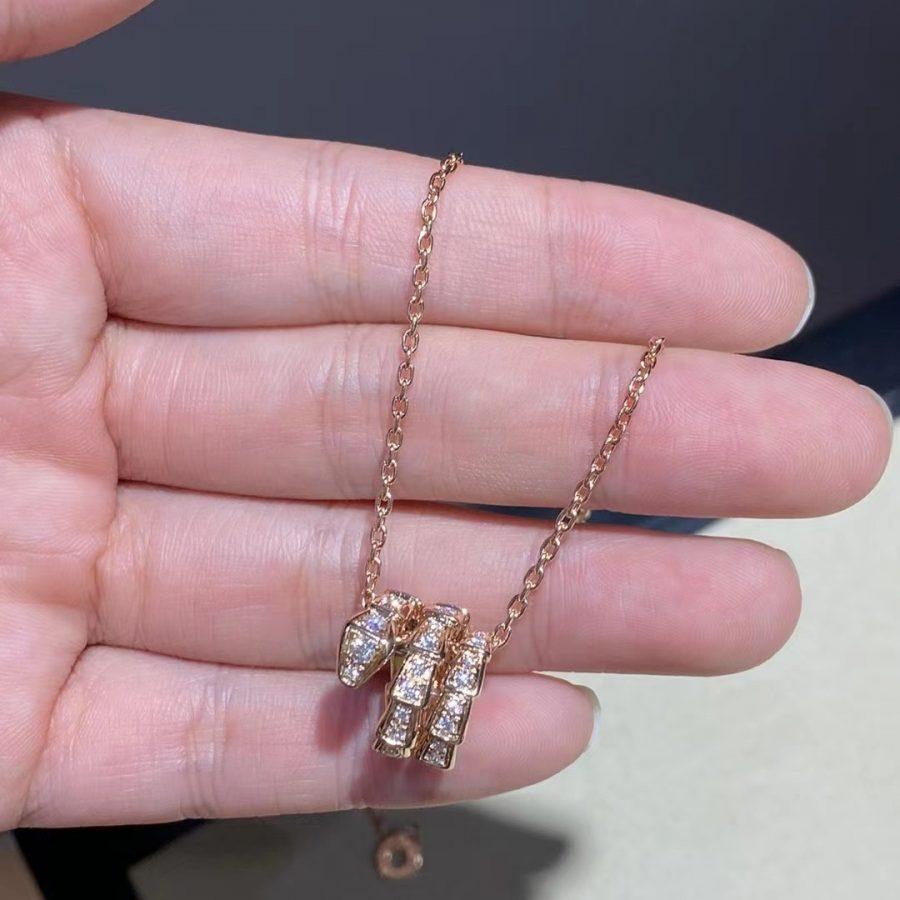 [Psychic Jewelrys]SERPENTI PINK GOLD NECKLACE DOUBLE RING DIAMOND