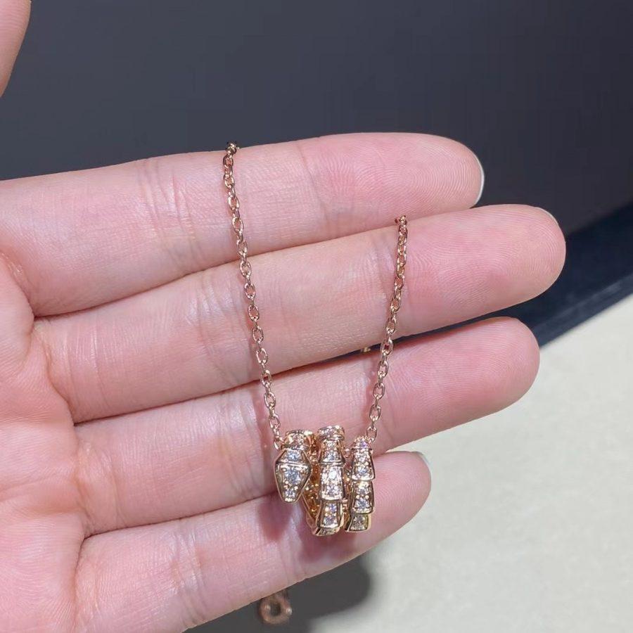 [Psychic Jewelrys]SERPENTI PINK GOLD NECKLACE DOUBLE RING DIAMOND