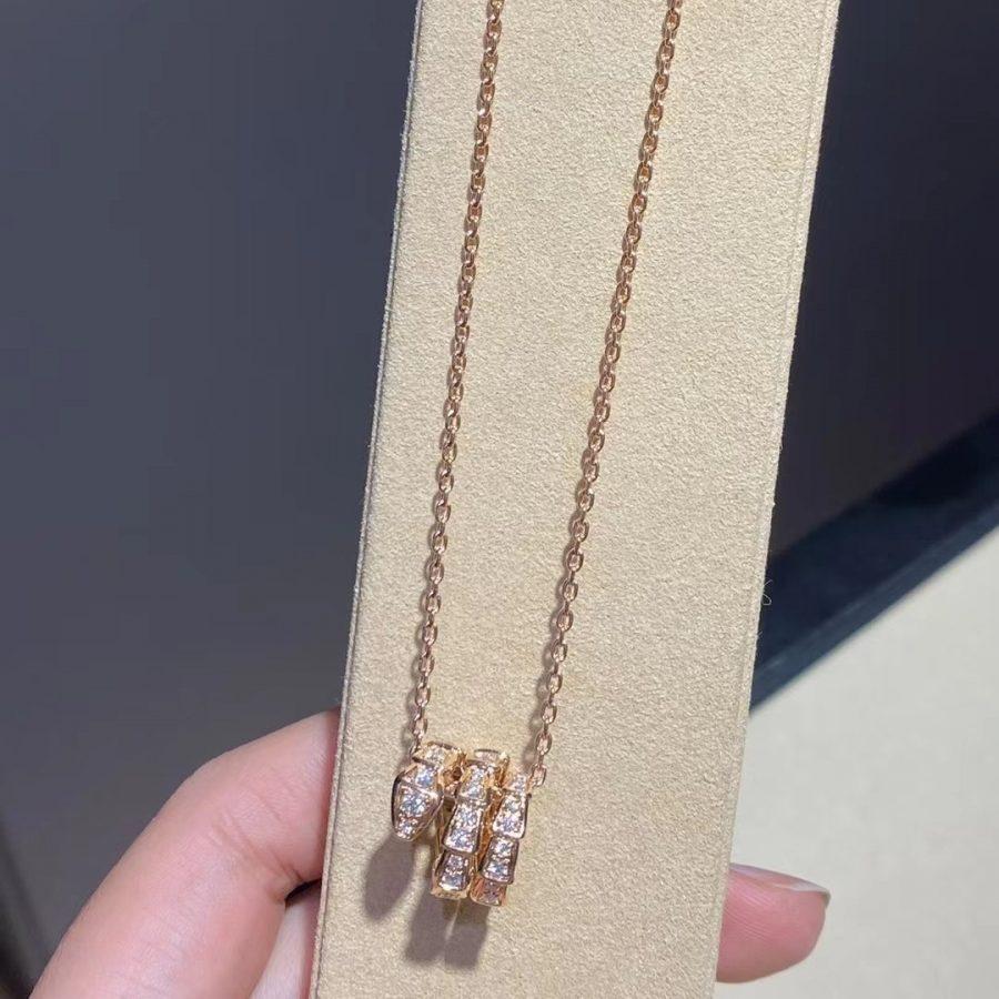 [Psychic Jewelrys]SERPENTI PINK GOLD NECKLACE DOUBLE RING DIAMOND
