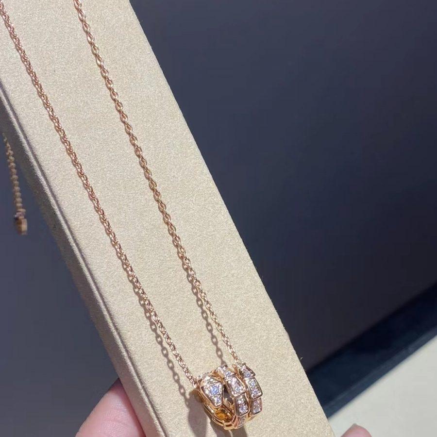 [Psychic Jewelrys]SERPENTI PINK GOLD NECKLACE DOUBLE RING DIAMOND