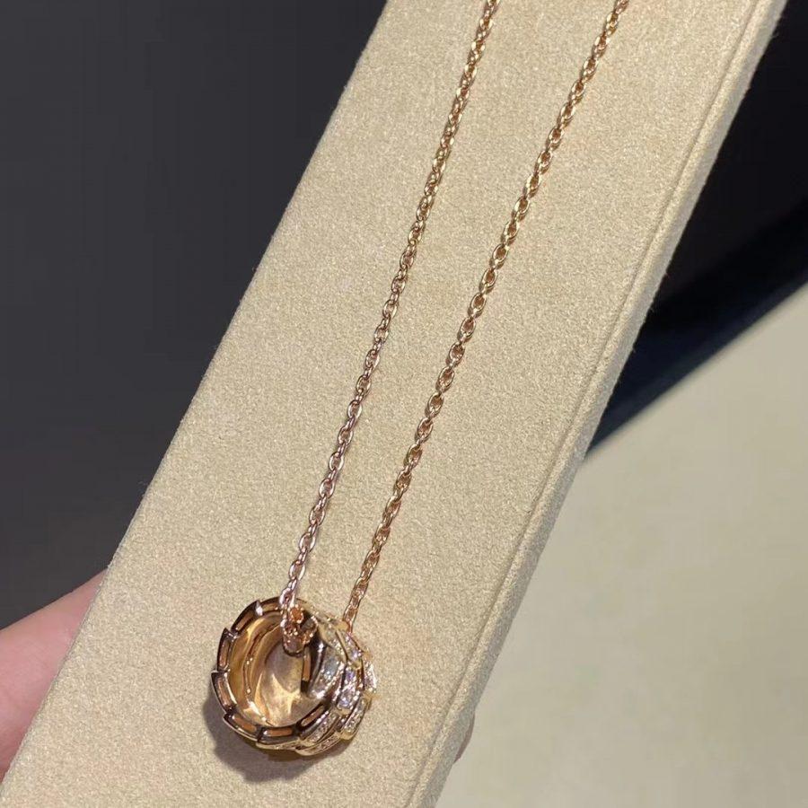 [Psychic Jewelrys]SERPENTI PINK GOLD NECKLACE DOUBLE RING DIAMOND