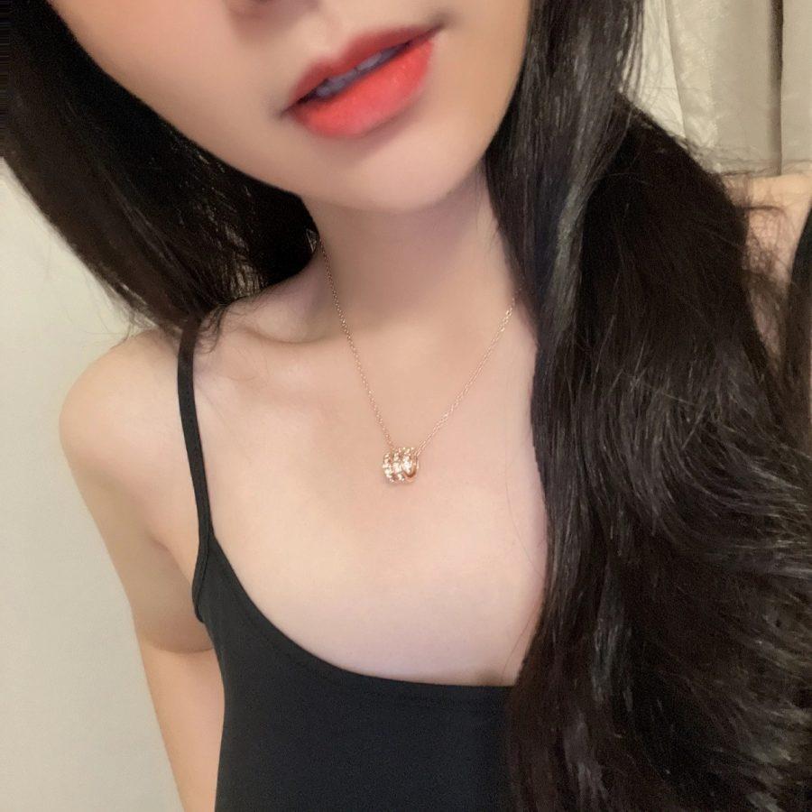 [Psychic Jewelrys]SERPENTI PINK GOLD NECKLACE DOUBLE RING DIAMOND