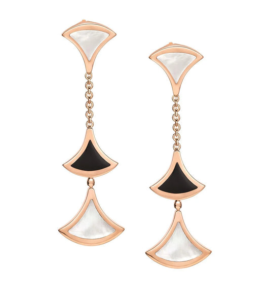 [Psychic Jewelrys]DREAM EARRINGS 3 MOTIFS ONYX MOP PINK GOLD