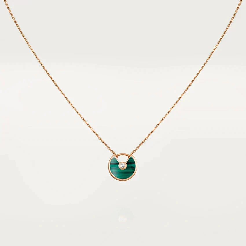 [Psychic Jewelrys]AMULETTE ROSE GOLD MALACHITE NECKLACE