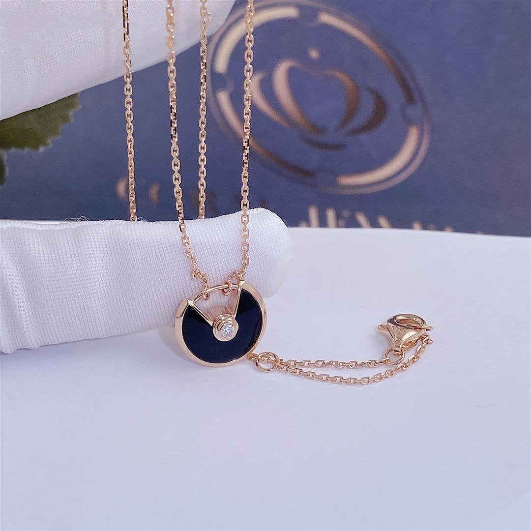 [Psychic Jewelrys]AMULETTE ROSE GOLD ONYX NECKLACE