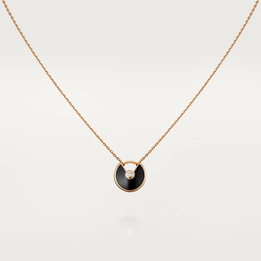 [Psychic Jewelrys]AMULETTE ROSE GOLD ONYX NECKLACE