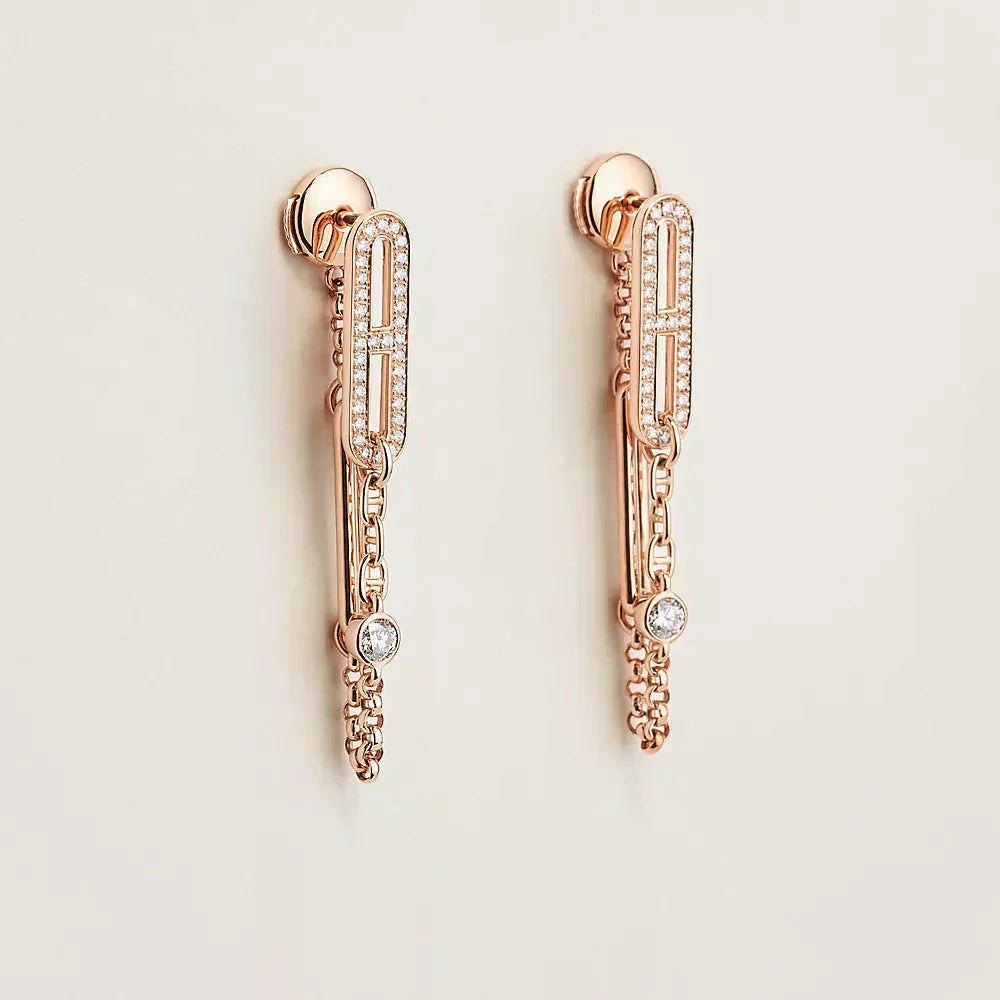 [Psychic Jewelrys]CHAINE CHAOS DIAMOND DROP EARRINGS