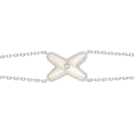 [Psychic Jewelrys]JEUX BRACELET WHITE MOP SILVER 1 DIAMOND