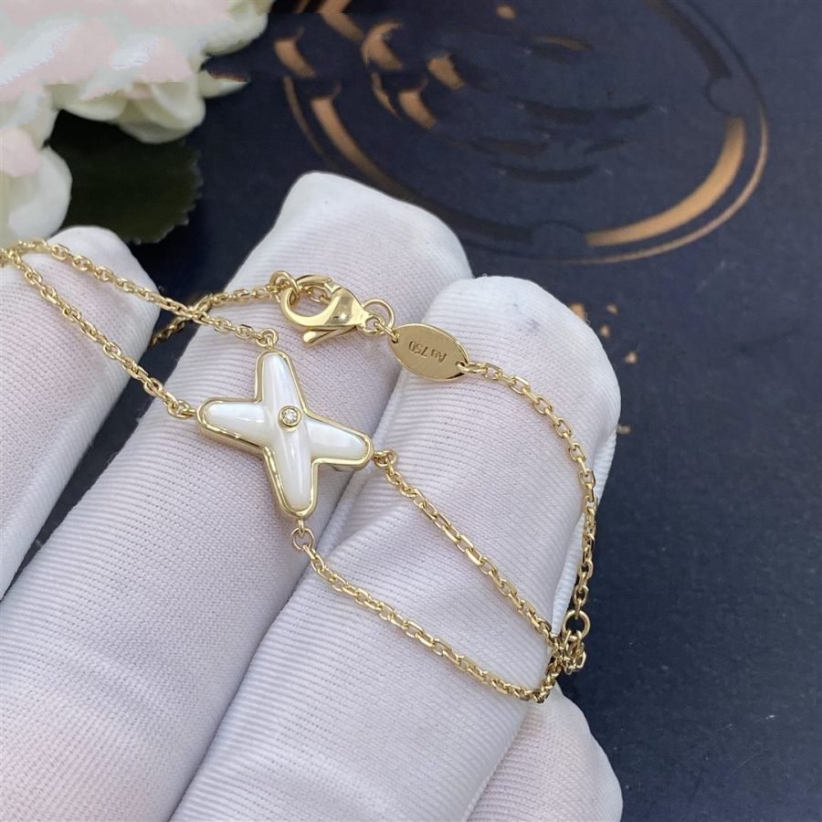 [Psychic Jewelrys]JEUX BRACELET WHITE MOP GOLD 1 DIAMOND