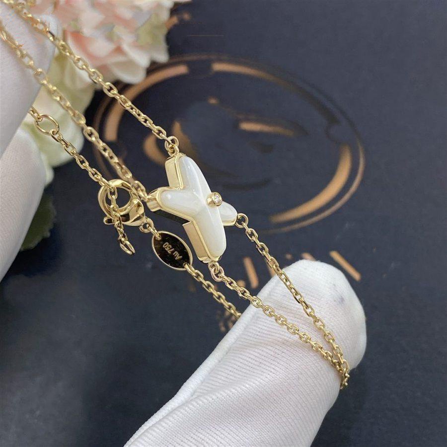 [Psychic Jewelrys]JEUX BRACELET WHITE MOP GOLD 1 DIAMOND