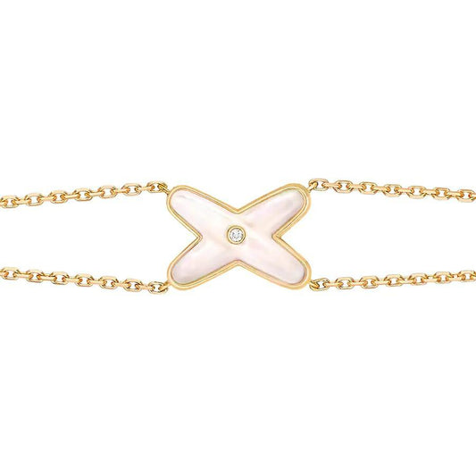 [Psychic Jewelrys]JEUX BRACELET WHITE MOP GOLD 1 DIAMOND