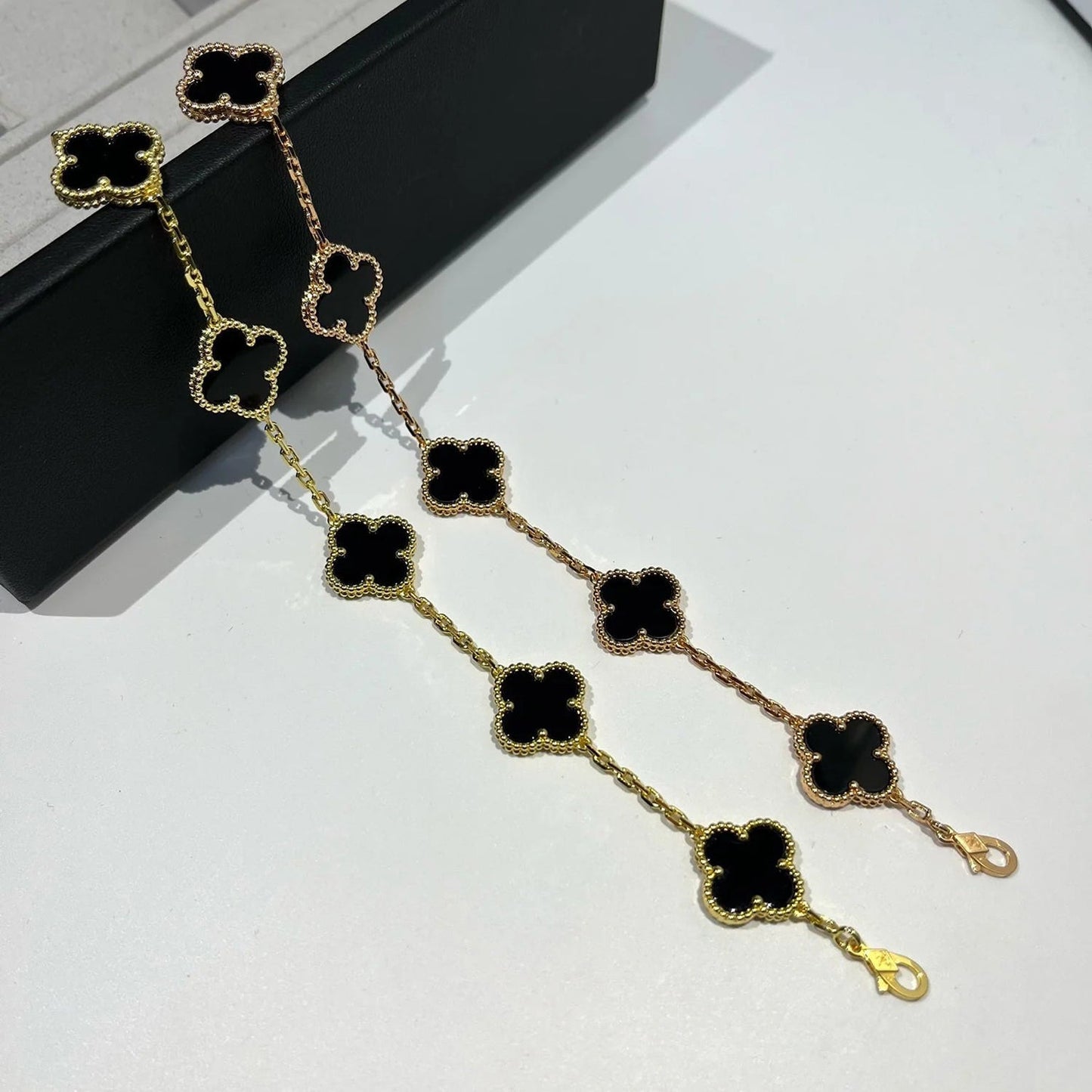 [Psychic Jewelrys]CLOVER  5 MOTIFS BLACK ONYX BRACELET