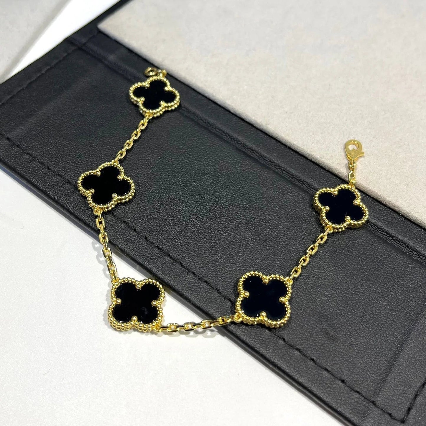 [Psychic Jewelrys]CLOVER  5 MOTIFS BLACK ONYX BRACELET