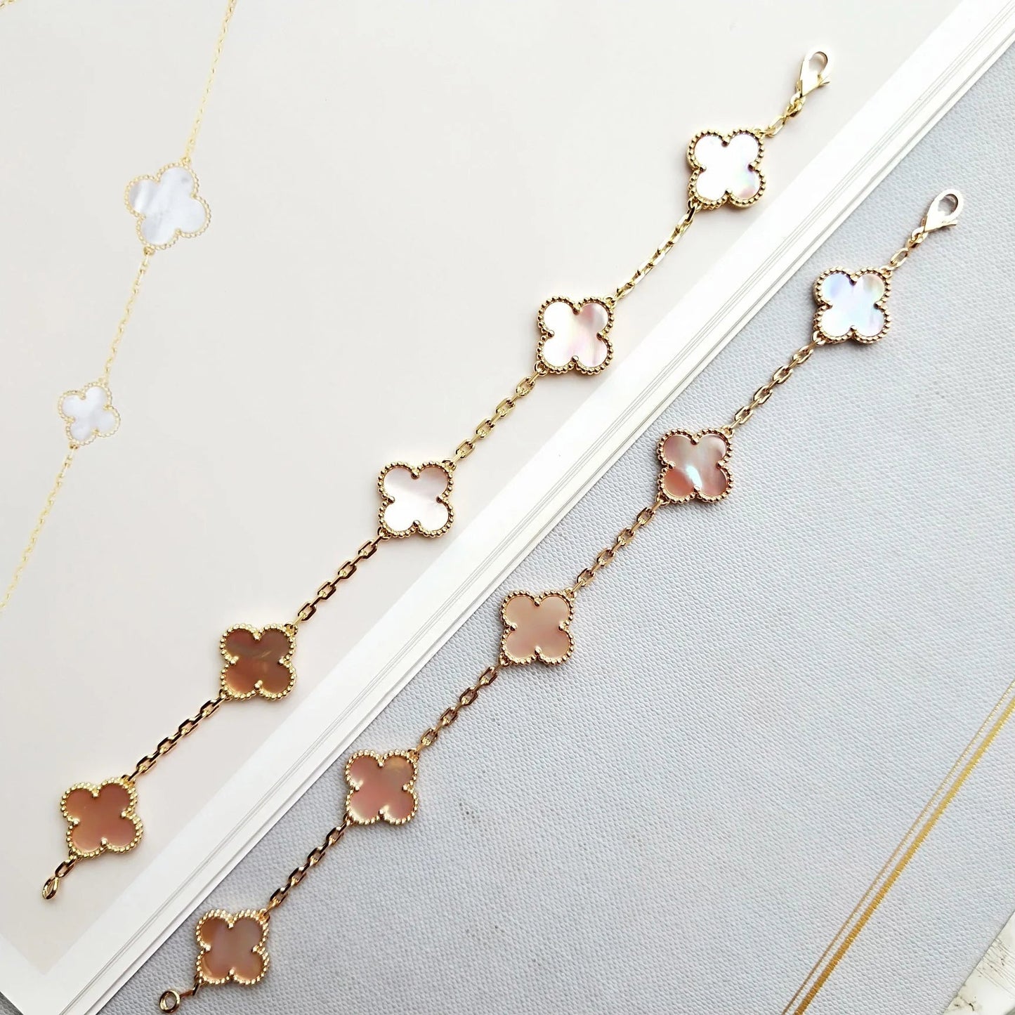 [Psychic Jewelrys]CLOVER 5 PINK MOP BRACELET