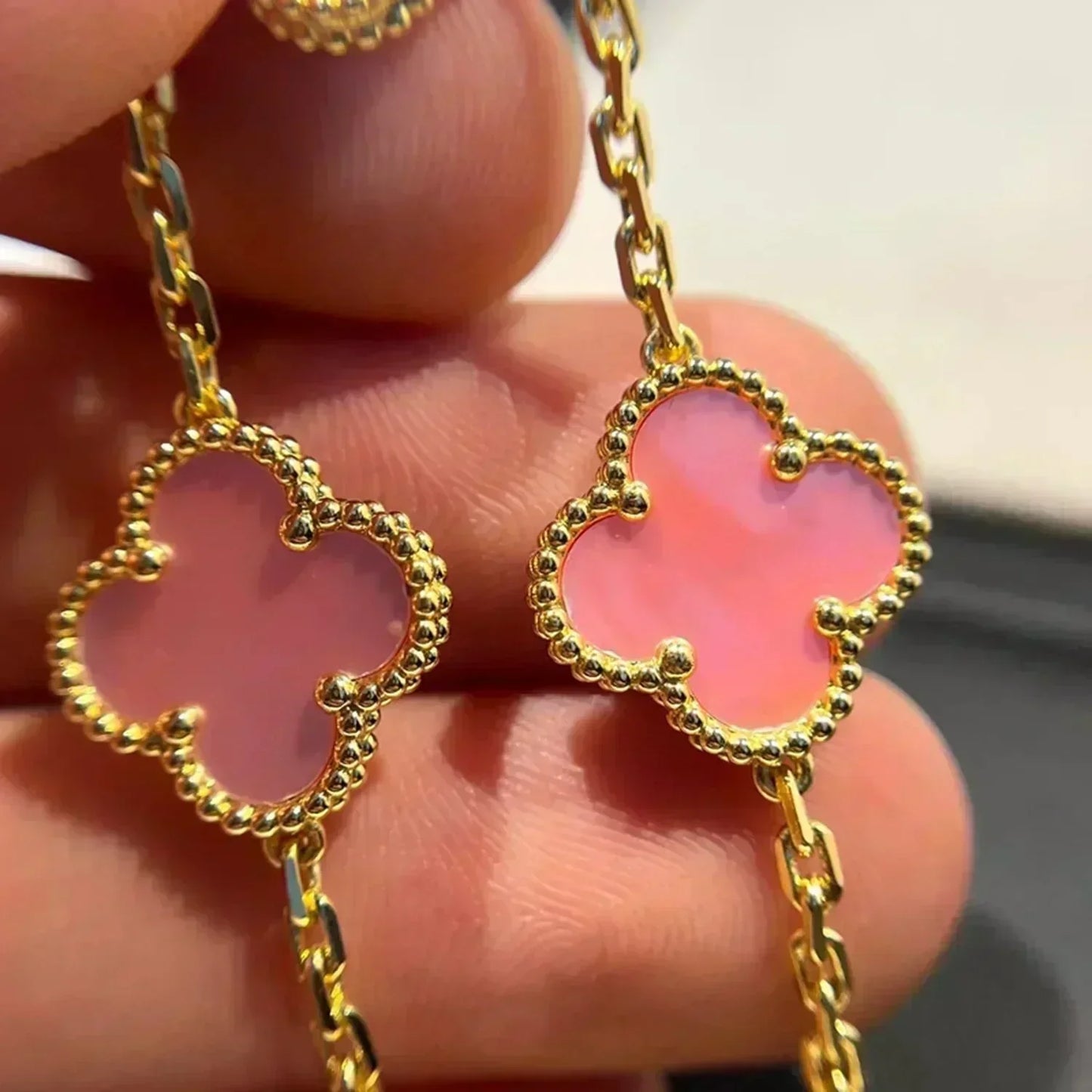 [Psychic Jewelrys]CLOVER 5 PINK MOP BRACELET
