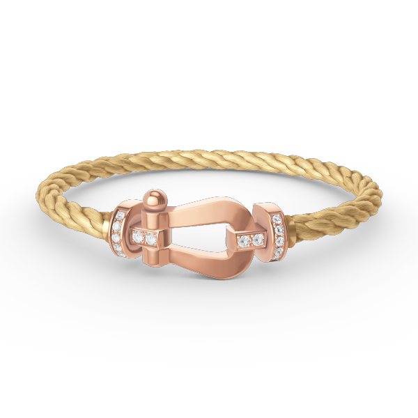 [Psychic Jewelrys]FORCE LARGE HORSESHOE HALF DIAMOND BRACELET ROSE GOLD