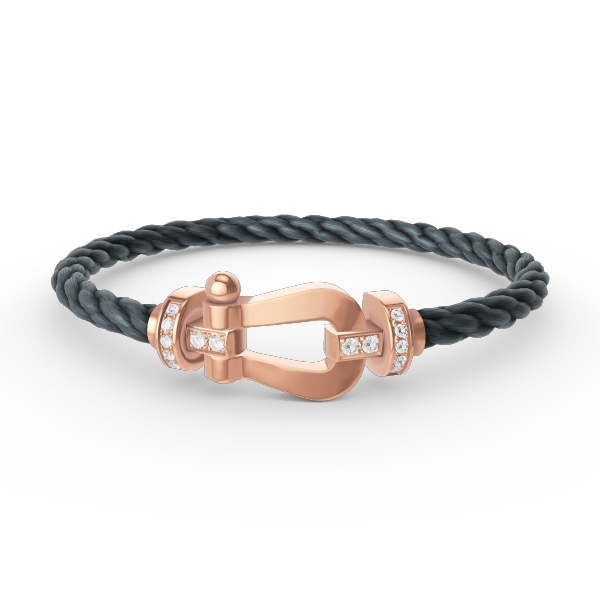 [Psychic Jewelrys]FORCE LARGE HORSESHOE HALF DIAMOND BRACELET ROSE GOLD