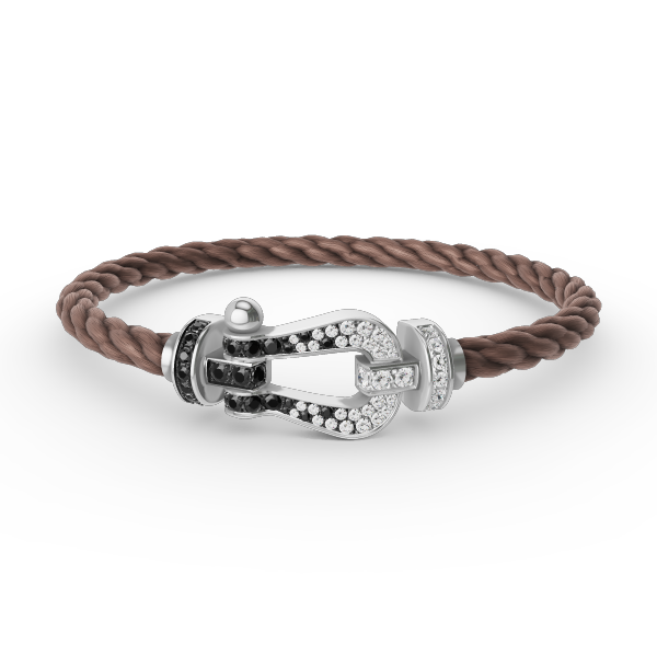 [Psychic Jewelrys]FORCE LARGE HORSESHOE BLACK WHITE DIAMOND BRACELET SILVER