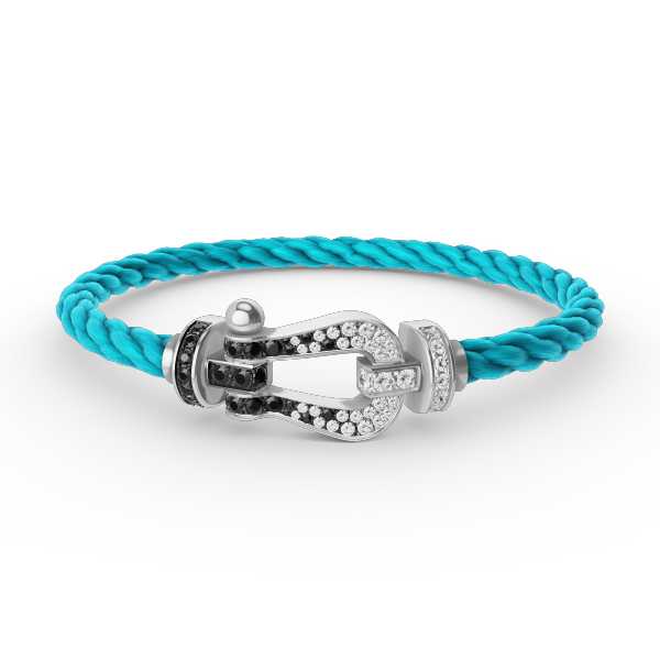 [Psychic Jewelrys]FORCE LARGE HORSESHOE BLACK WHITE DIAMOND BRACELET SILVER