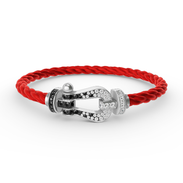[Psychic Jewelrys]FORCE LARGE HORSESHOE BLACK WHITE DIAMOND BRACELET SILVER