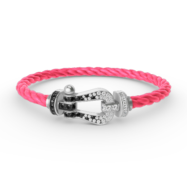 [Psychic Jewelrys]FORCE LARGE HORSESHOE BLACK WHITE DIAMOND BRACELET SILVER