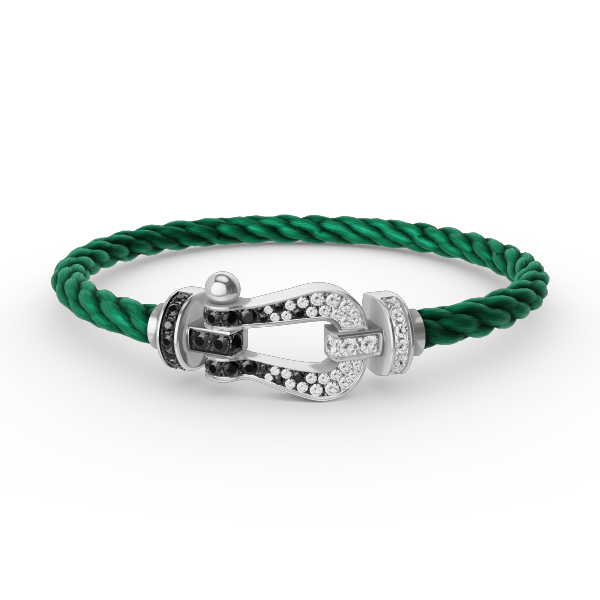 [Psychic Jewelrys]FORCE LARGE HORSESHOE BLACK WHITE DIAMOND BRACELET SILVER