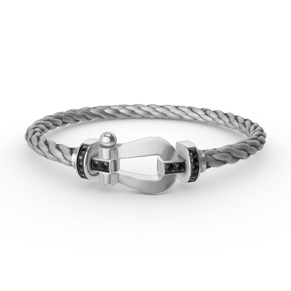 [Psychic Jewelrys]FORCE LARGE HORSESHOE BLACK DIAMOND BRACELET SILVER