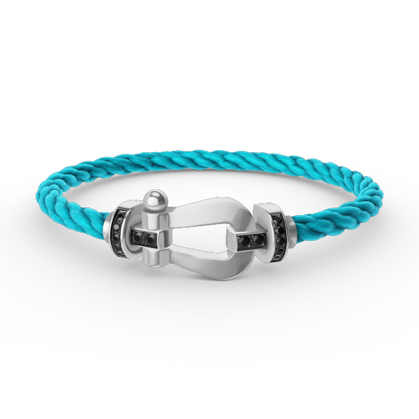 [Psychic Jewelrys]FORCE LARGE HORSESHOE BLACK DIAMOND BRACELET SILVER