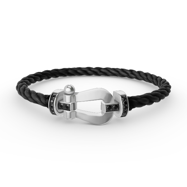 [Psychic Jewelrys]FORCE LARGE HORSESHOE BLACK DIAMOND BRACELET SILVER