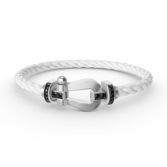 [Psychic Jewelrys]FORCE LARGE HORSESHOE BLACK DIAMOND BRACELET SILVER